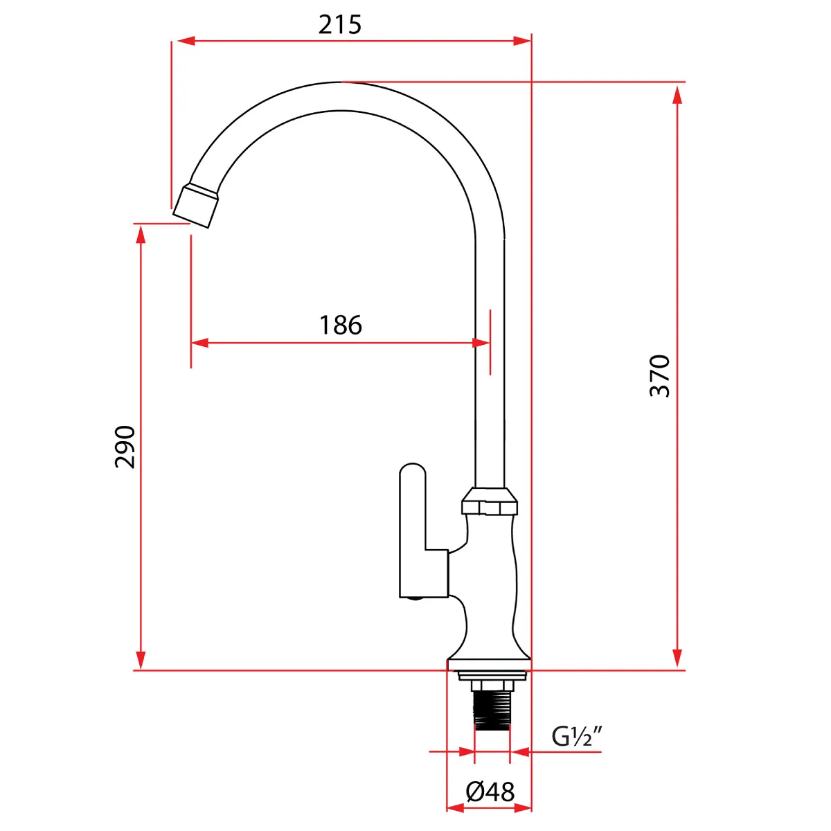 Rubine Alta K91343 Sink Cold Tap - view 2